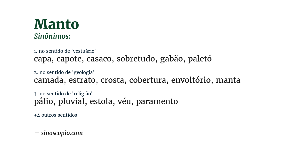Sinônimo de manto