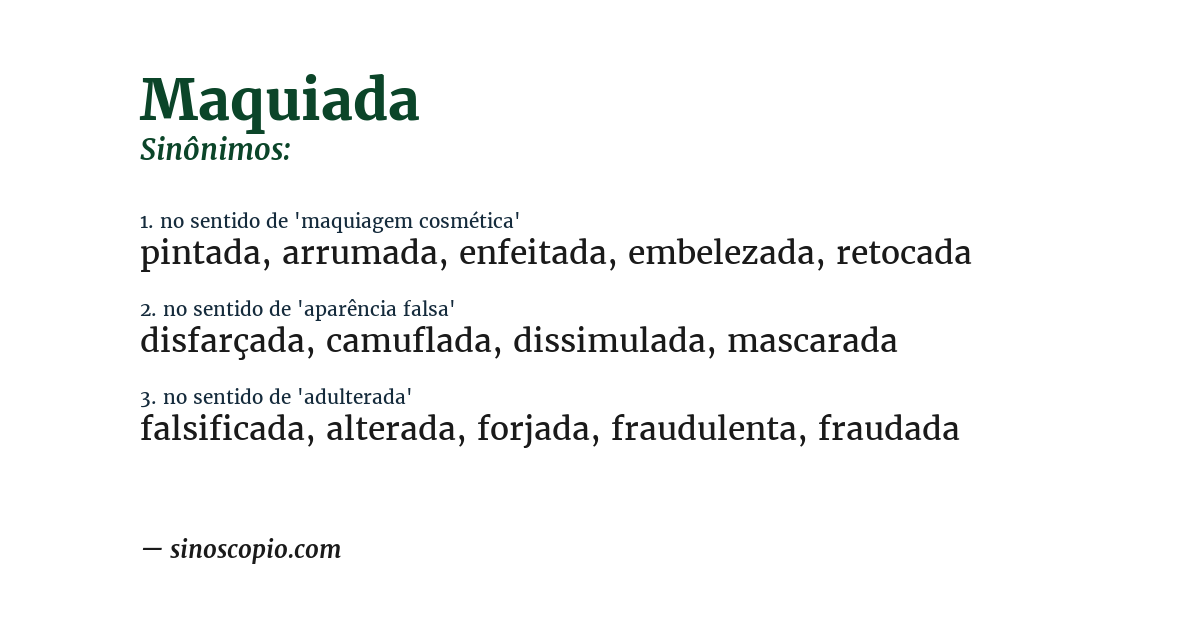 Sinônimo de maquiada