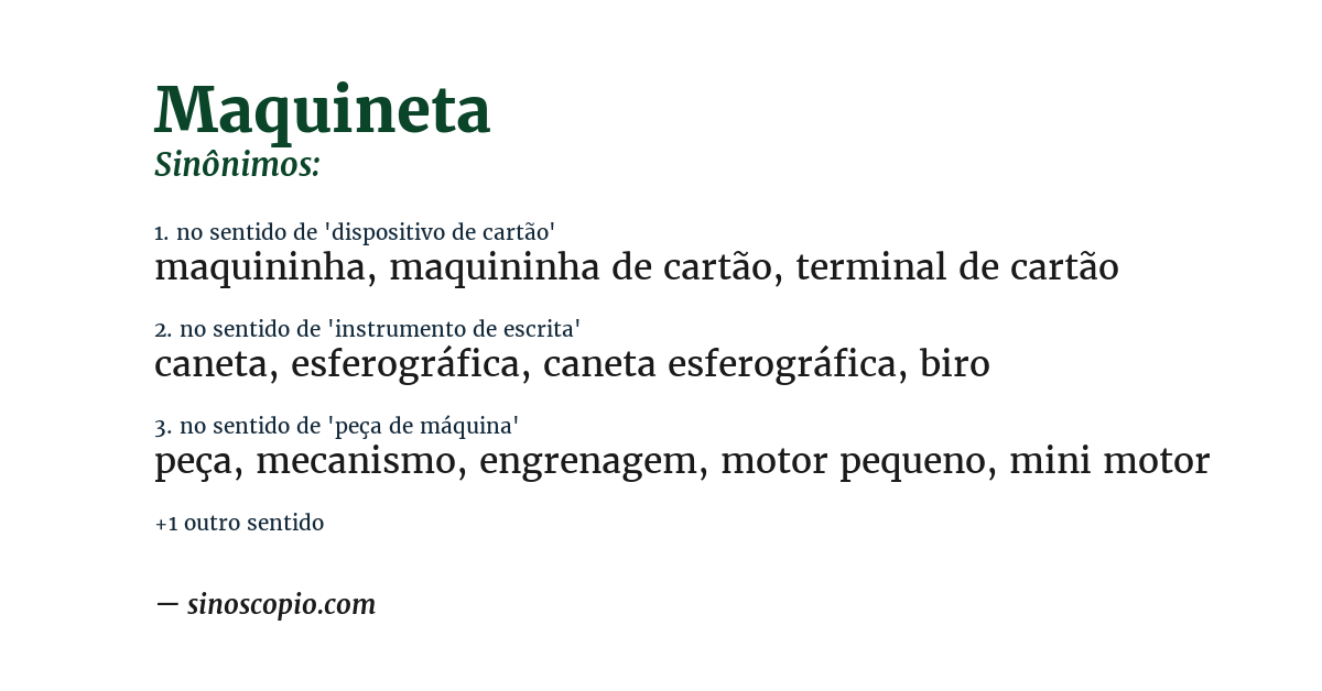 Sinônimo de maquineta