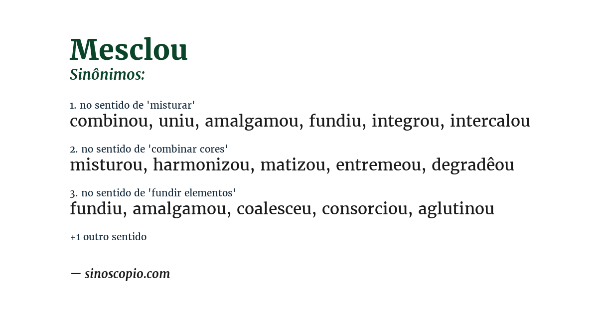 Sinônimo de mesclou