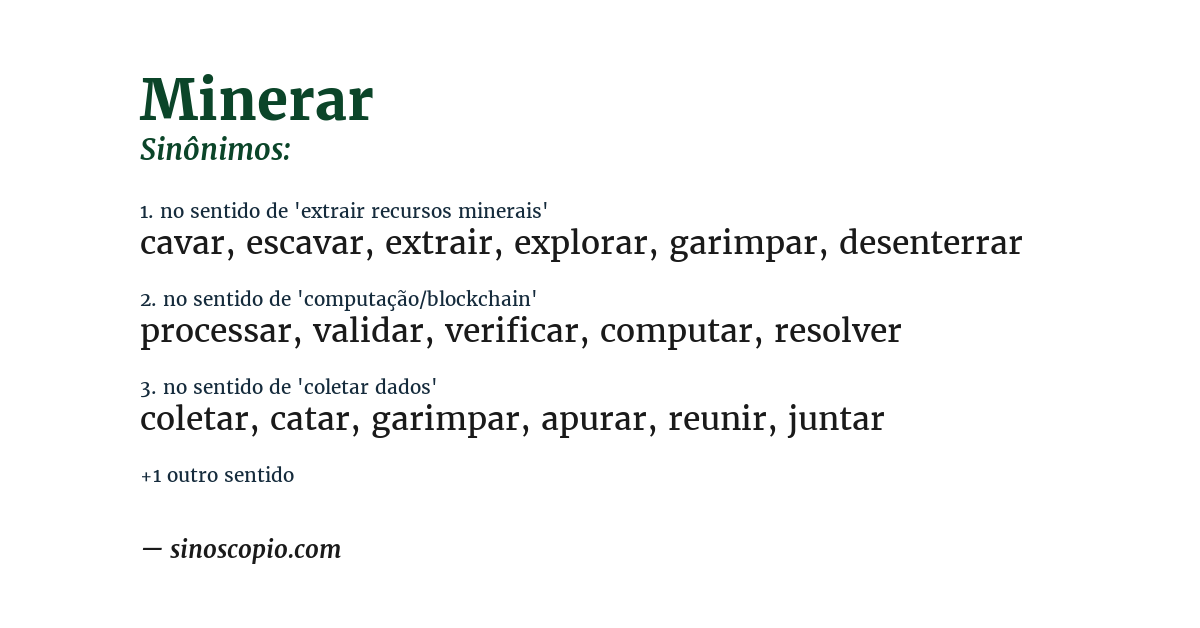 Sinônimo de minerar