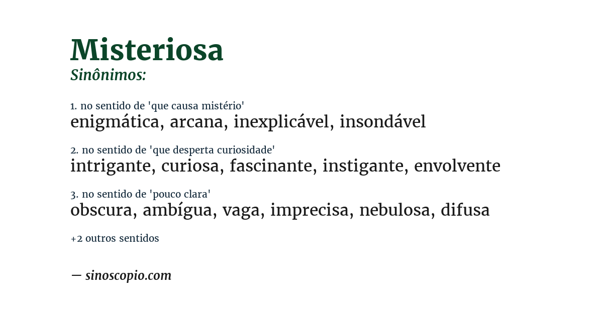 Sinônimo de misteriosa