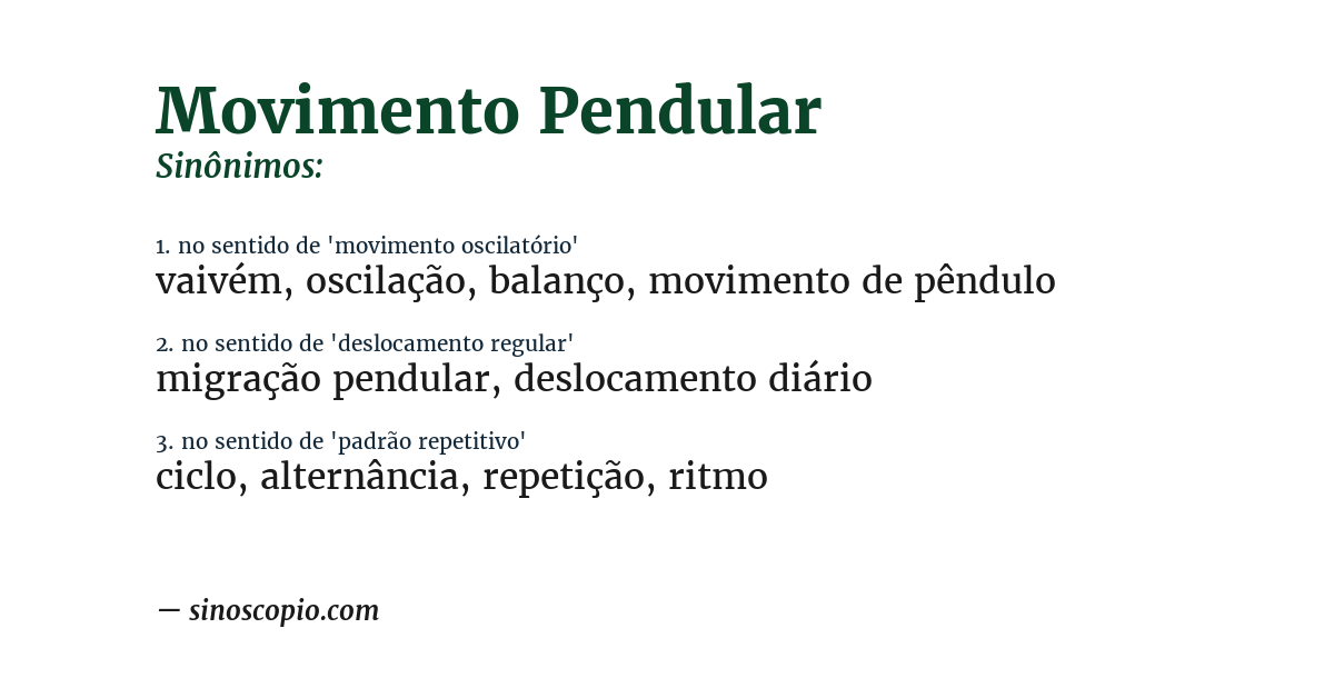 Sinônimo de movimento pendular