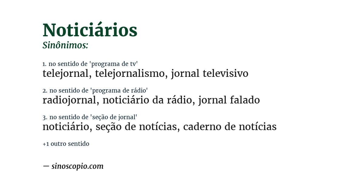 Sinônimo de noticiários