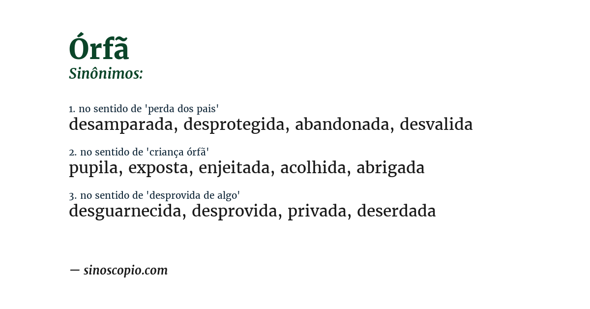 Sinônimo de órfã