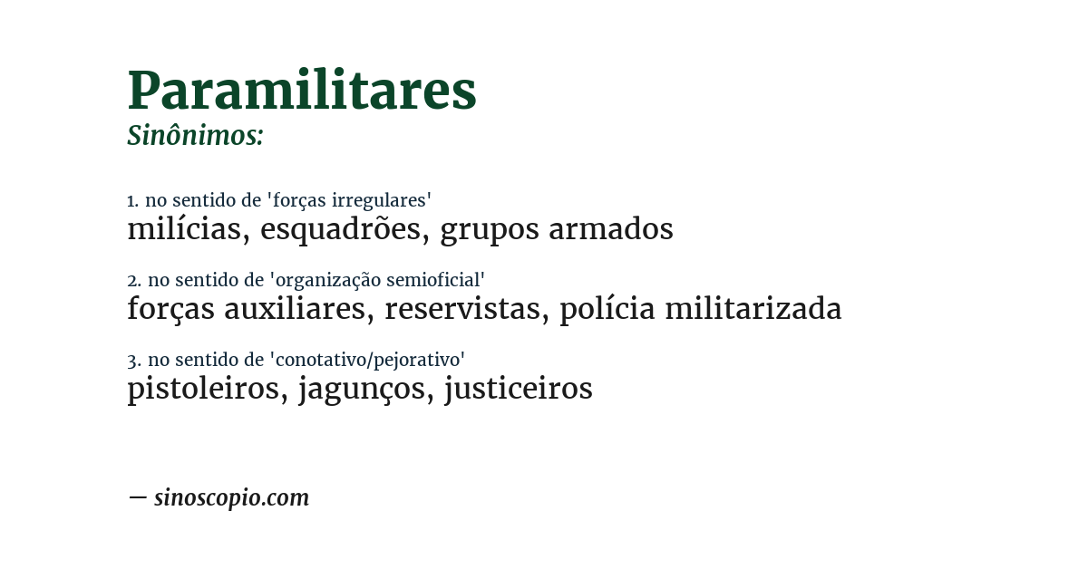 Sinônimo de paramilitares