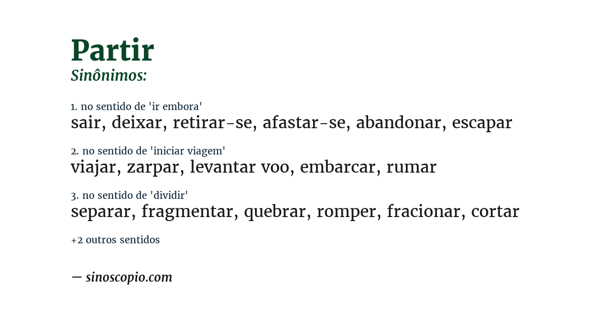 Sinônimo de partir