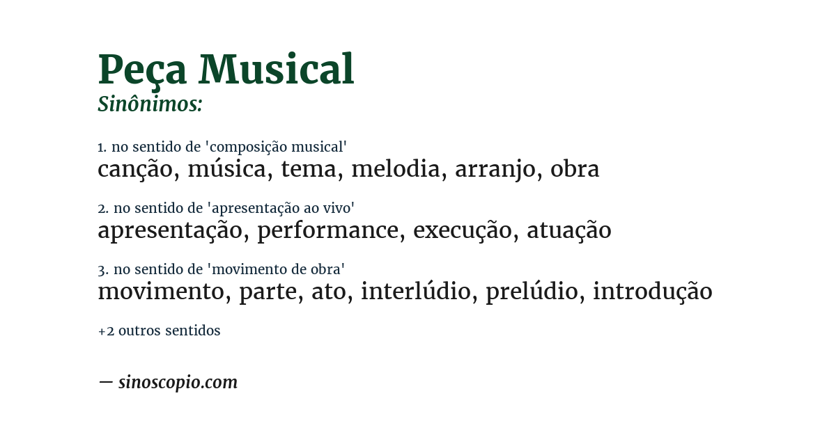 Sinônimo de peça musical