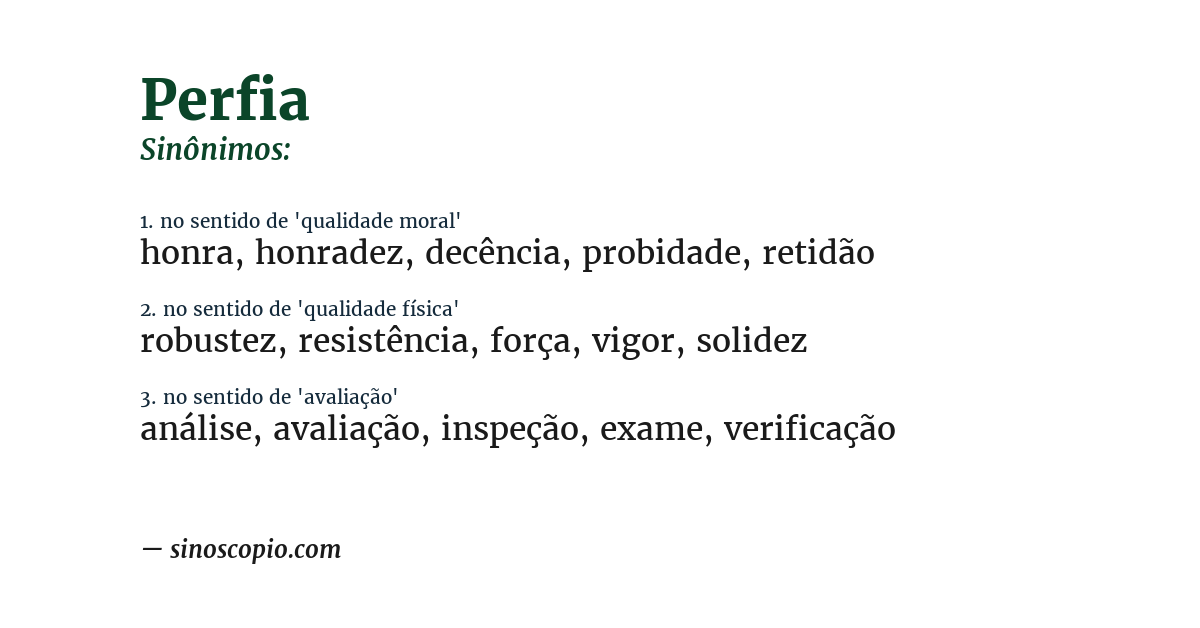 Sinônimo de perfia