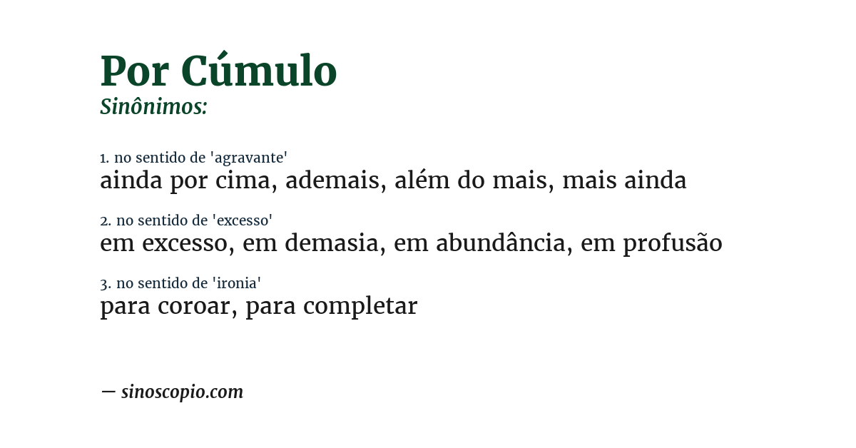 Sinônimo de por cúmulo