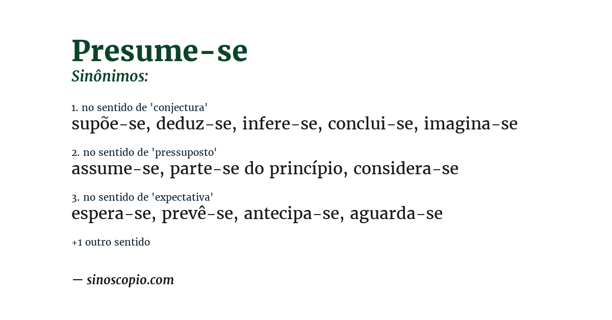 Sinônimo de presume-se