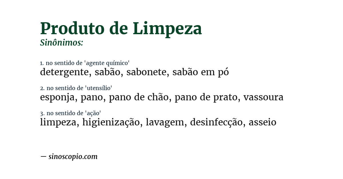 Sinônimo de produto de limpeza