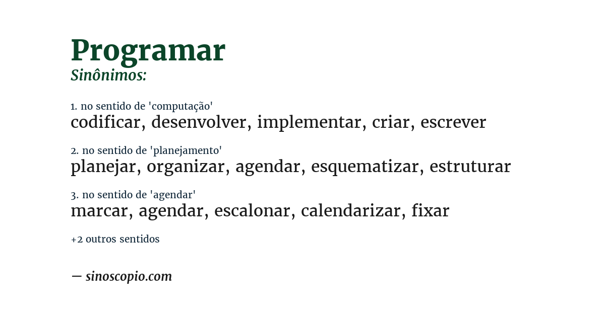 Sinônimo de programar