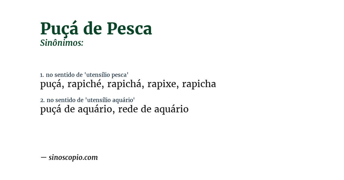 Sinônimo de puçá de pesca