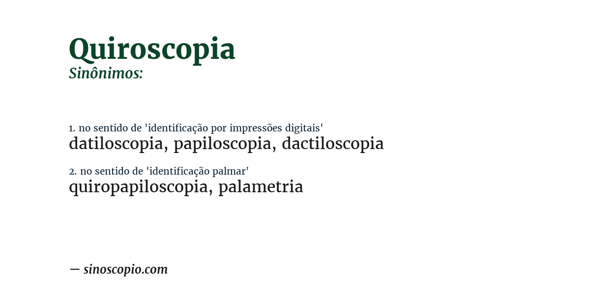 Sinônimo de quiroscopia