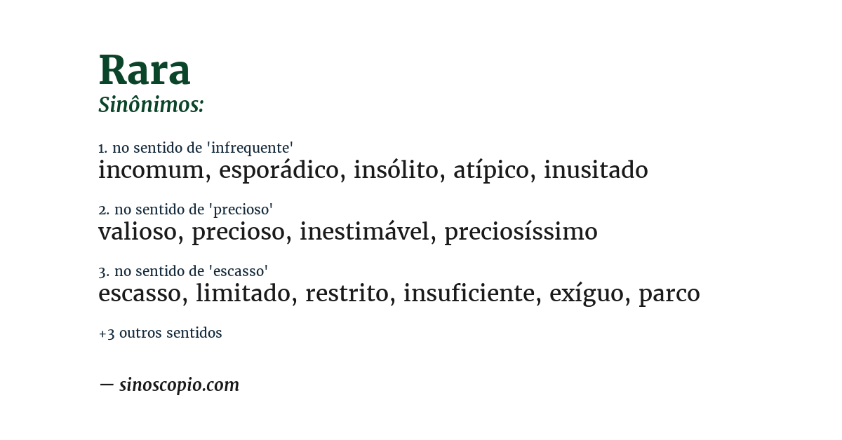 Sinônimo de rara