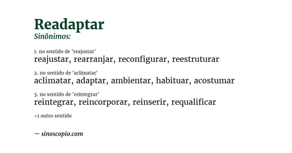 Sinônimo de readaptar