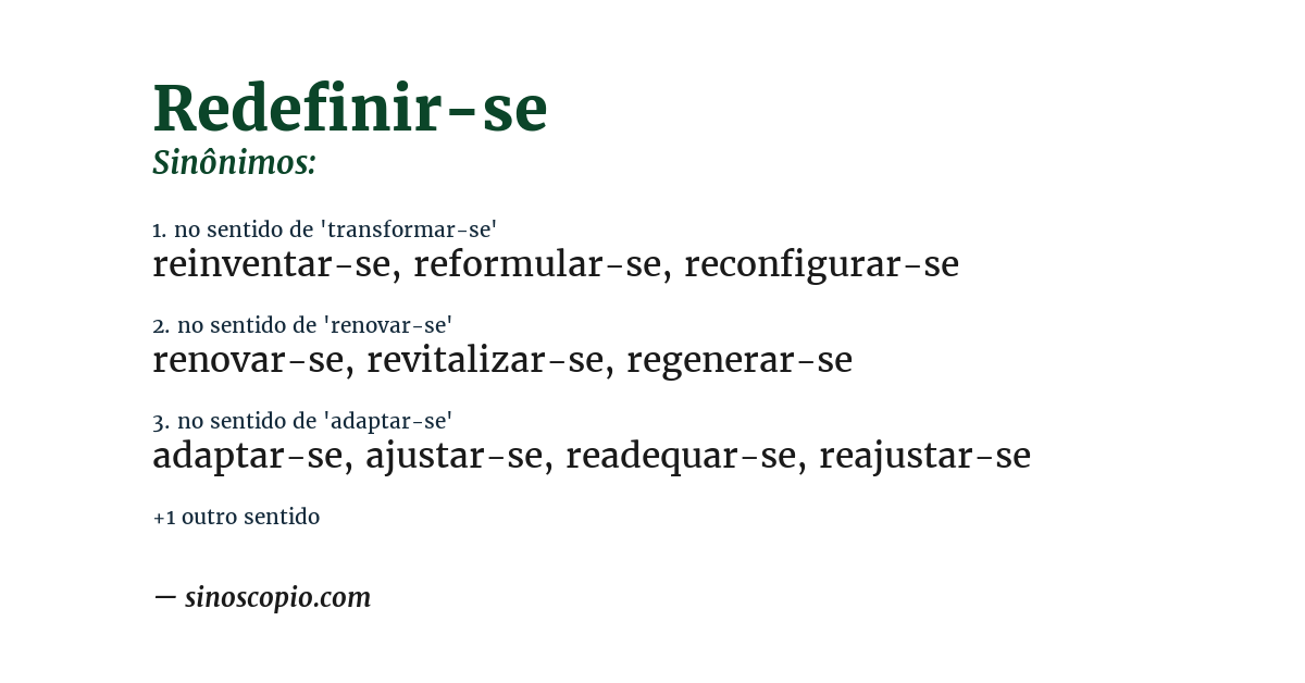 Sinônimo de redefinir-se