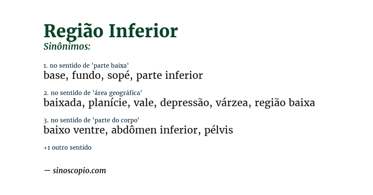 Sinônimo de região inferior
