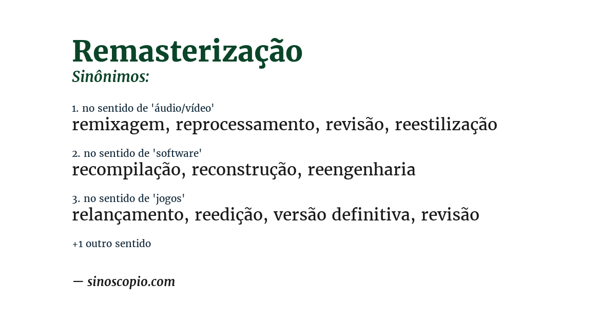 Sinônimo de remasterização