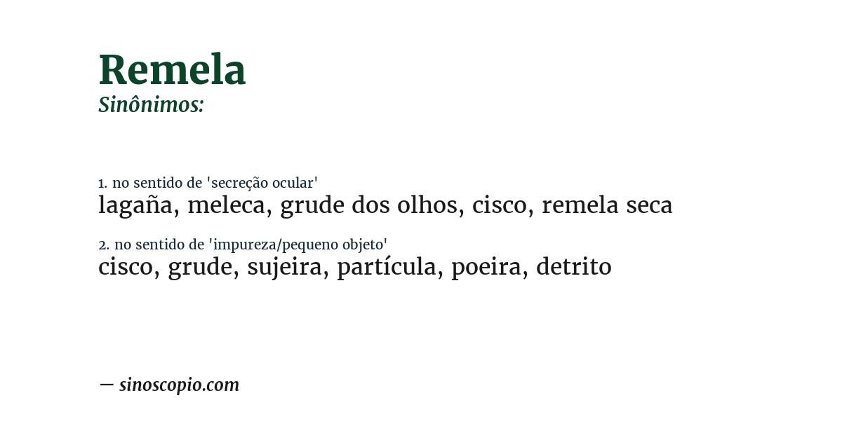 Sinônimo de remela