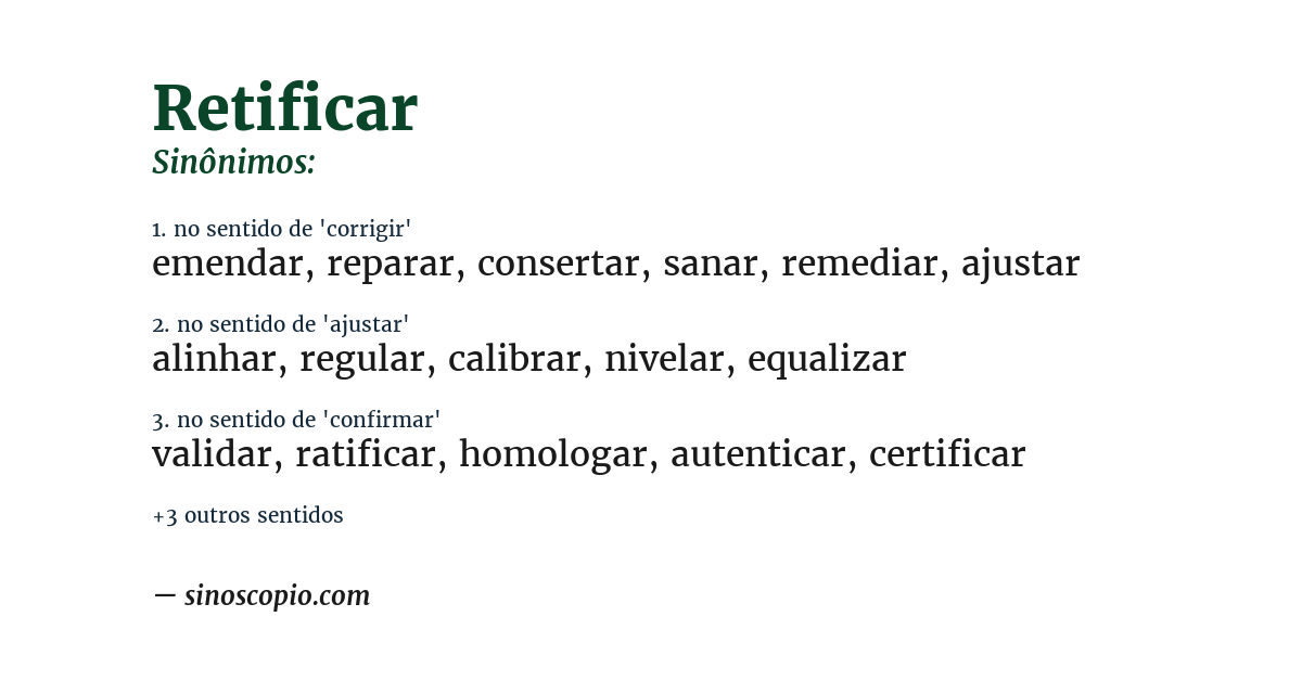 Sinônimo de retificar