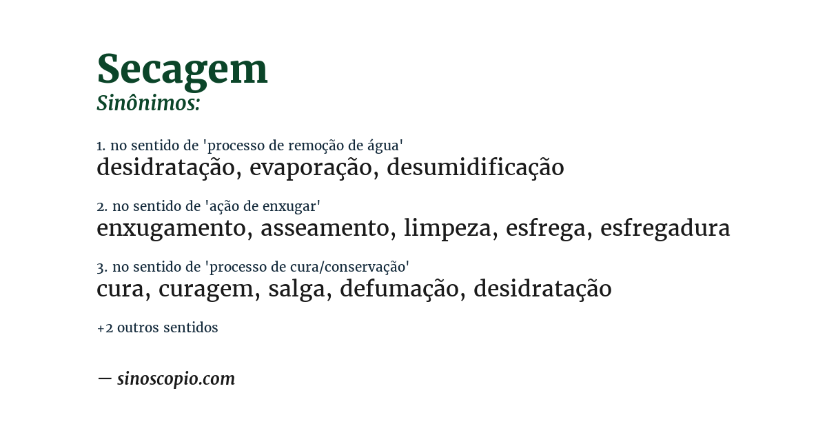 Sinônimo de secagem