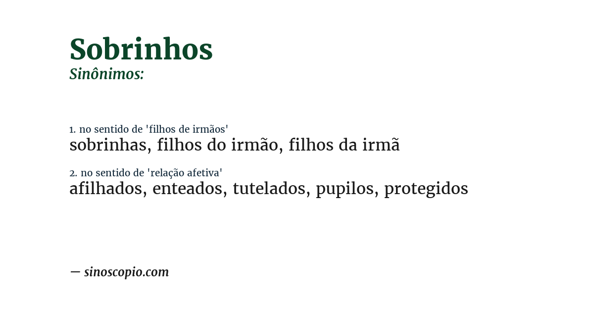 Sinônimo de sobrinhos