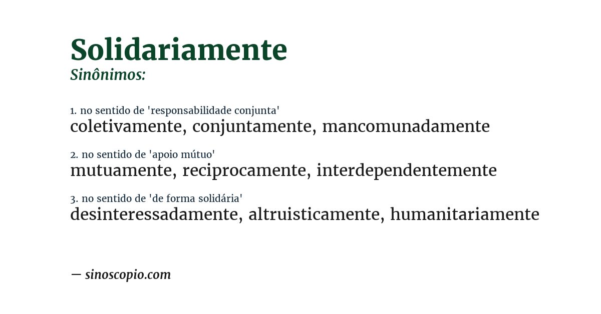 Sinônimo de solidariamente