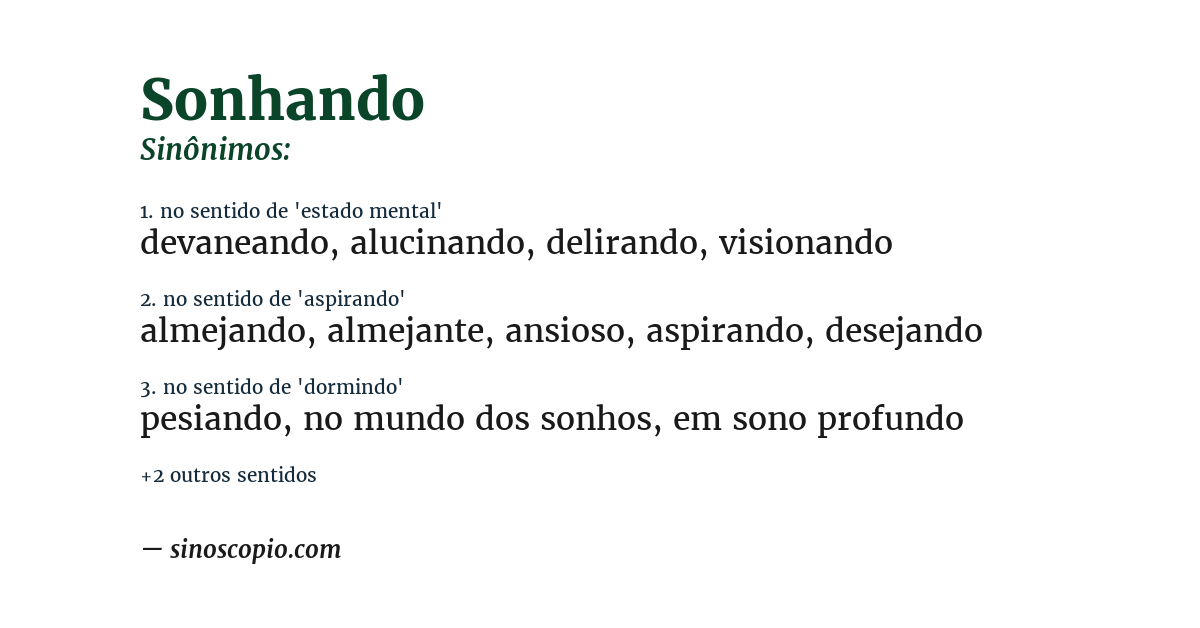 Sinônimo de sonhando
