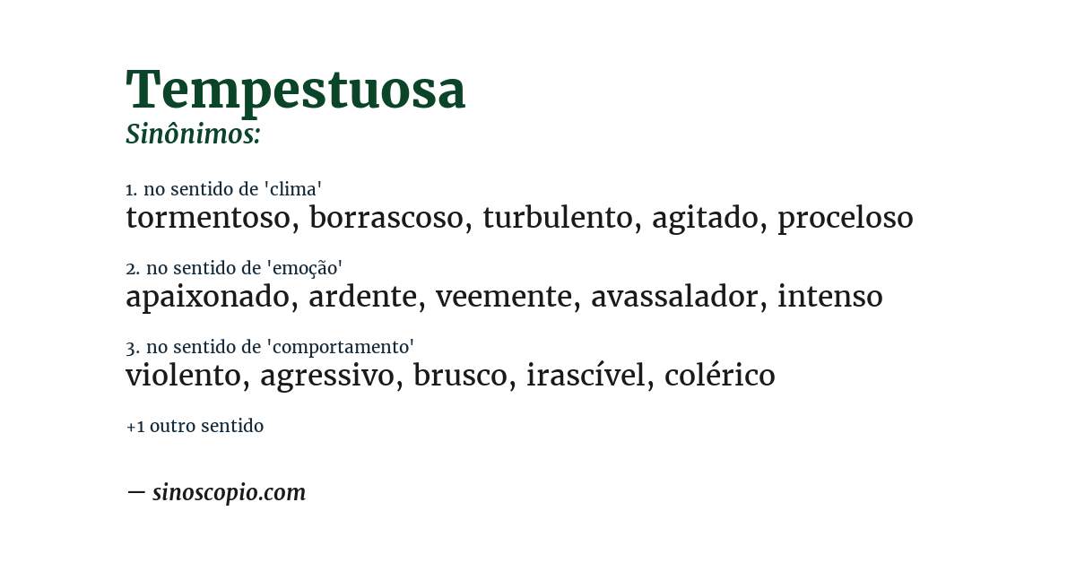 Sinônimo de tempestuosa