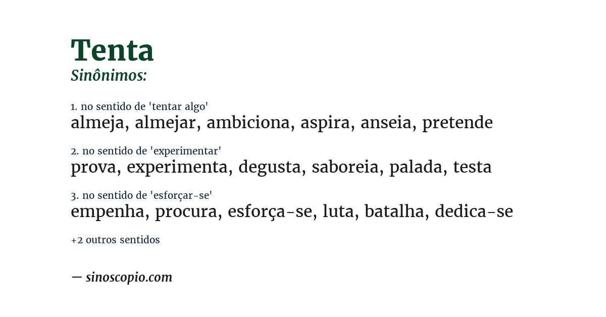 Sinônimo de tenta