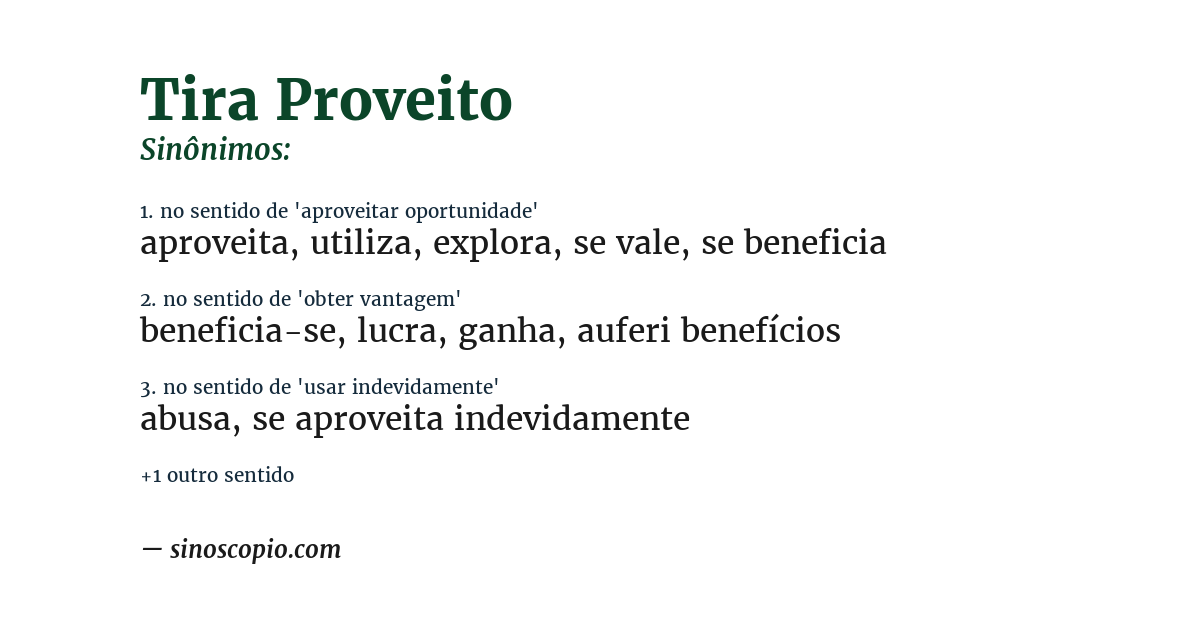 Sinônimo de tira proveito