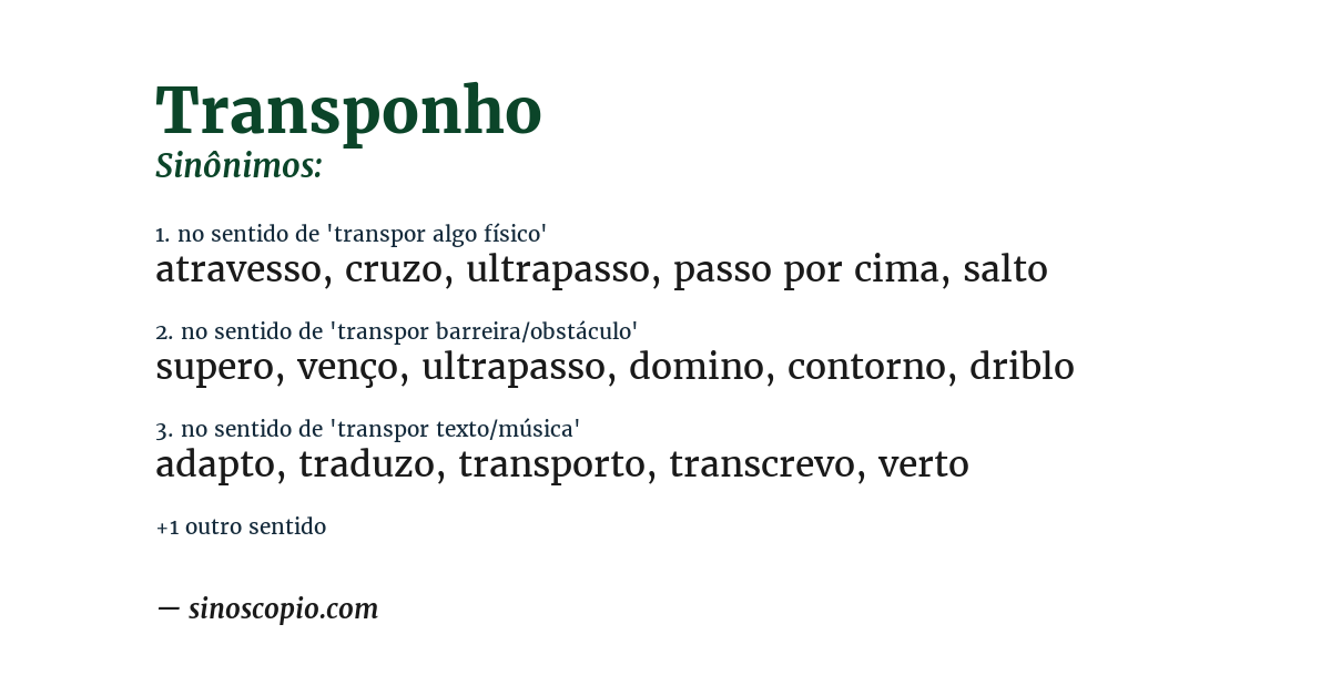 Sinônimo de transponho