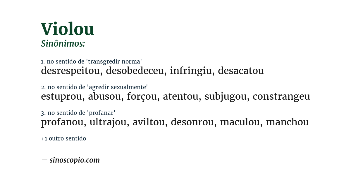 Sinônimo de violou
