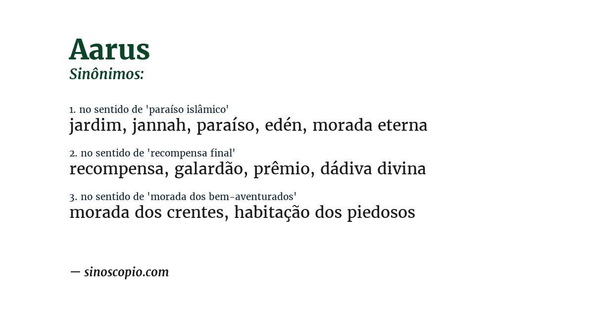 Sinônimo de aarus