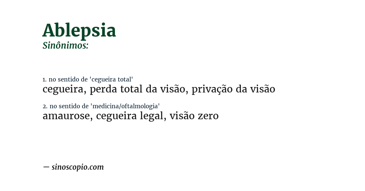 Sinônimo de ablepsia