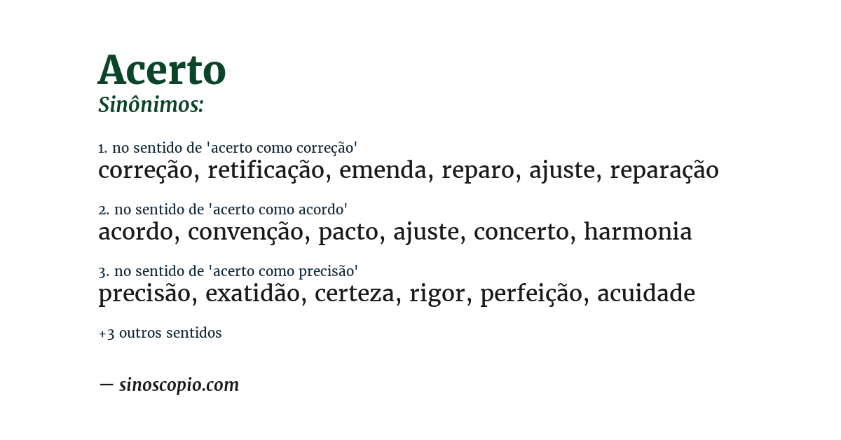Sinônimo de acerto