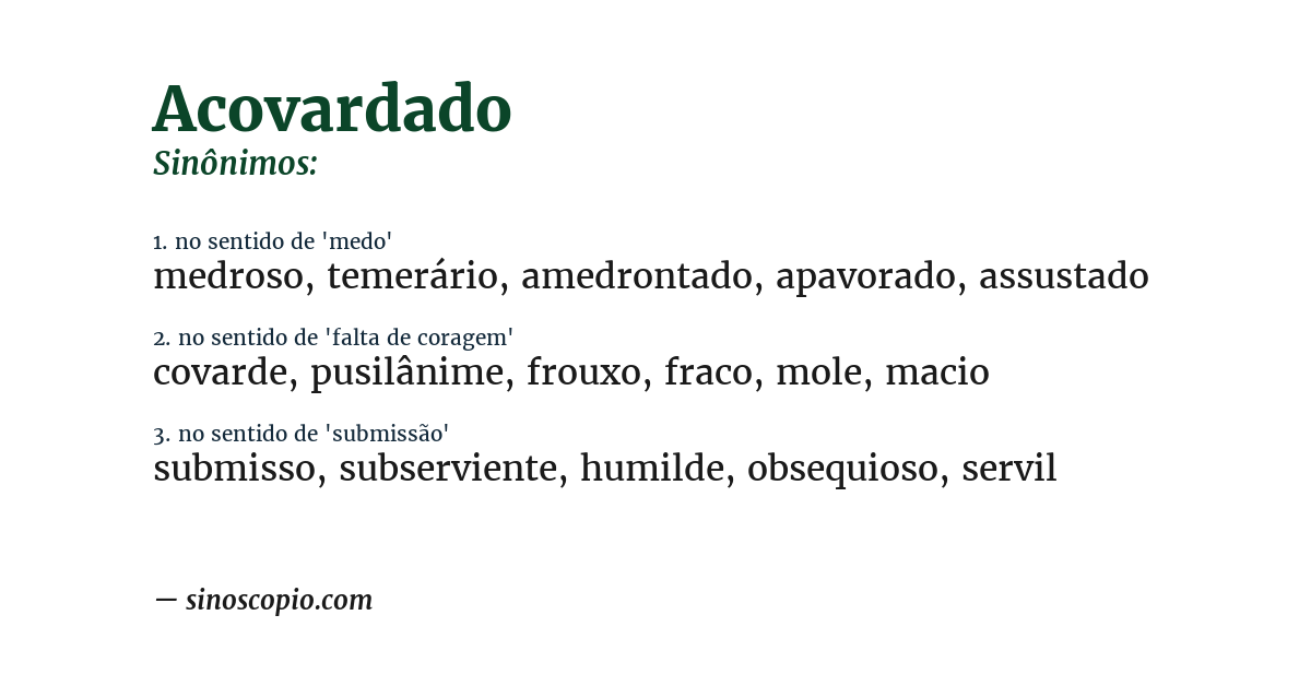 Sinônimo de acovardado
