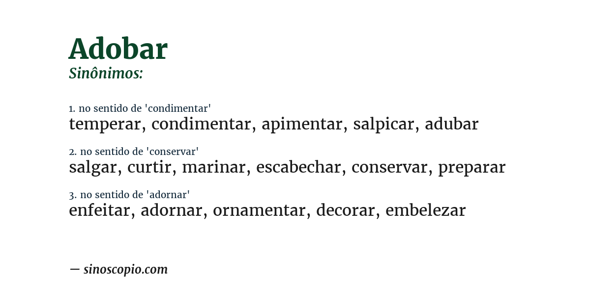 Sinônimo de adobar