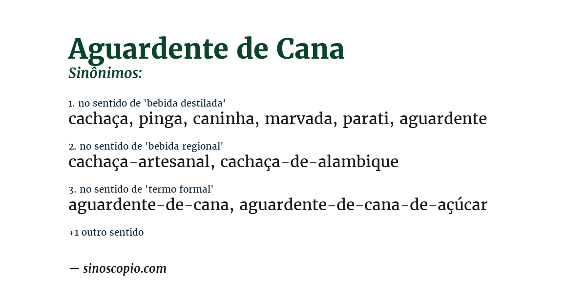 Sinônimo de aguardente de cana