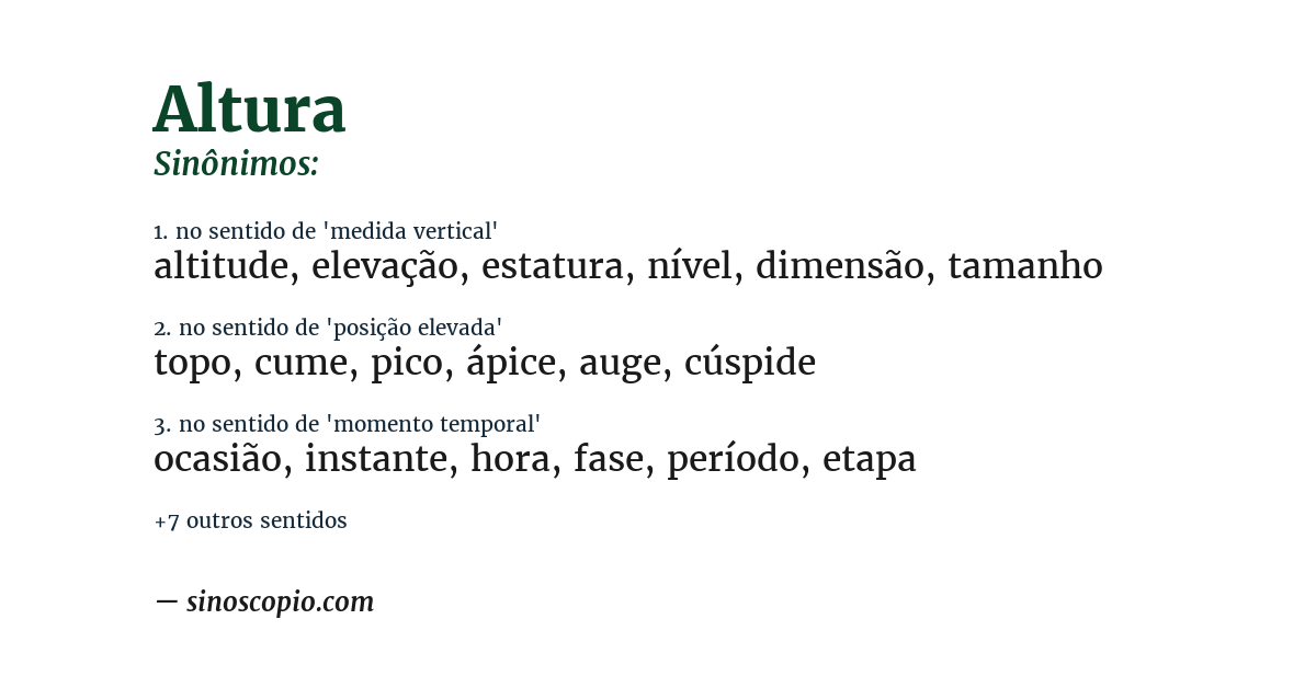 Sinônimo de altura