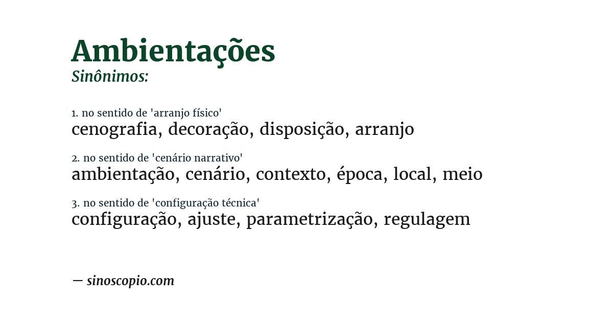 Sinônimo de ambientações