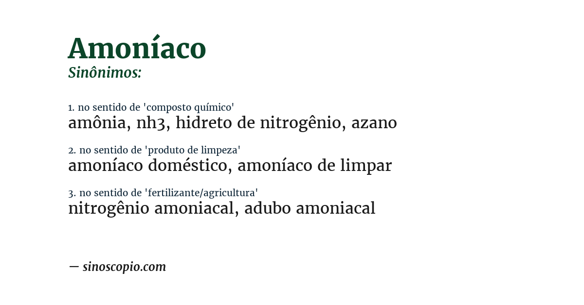 Sinônimo de amoníaco