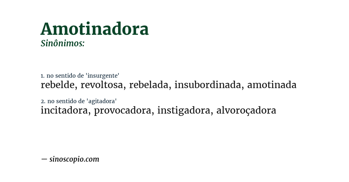 Sinônimo de amotinadora