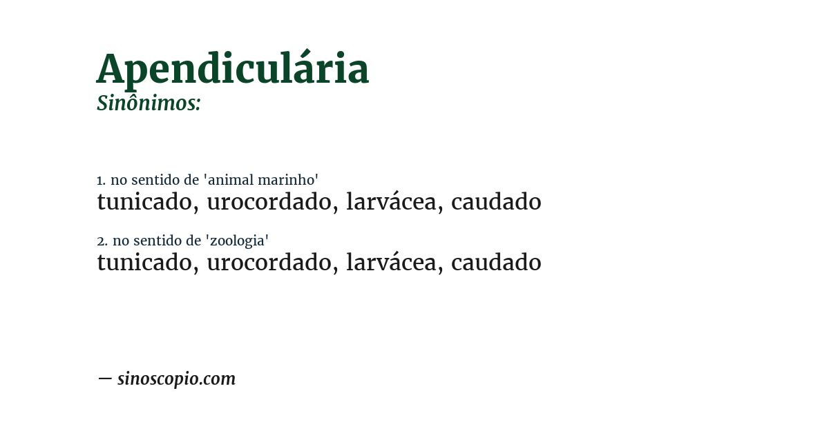 Sinônimo de apendiculária