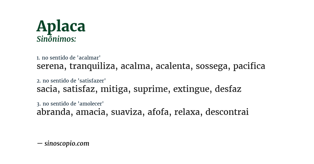 Sinônimo de aplaca