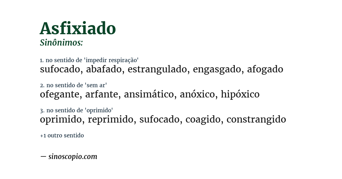 Sinônimo de asfixiado