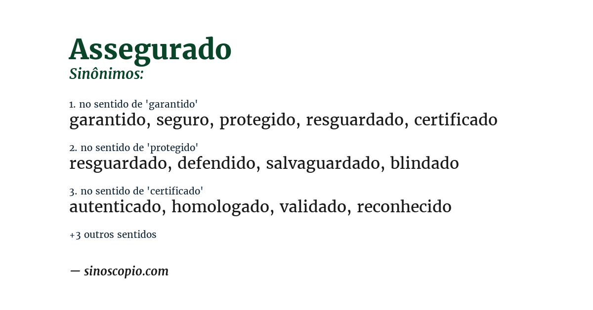 Sinônimo de assegurado