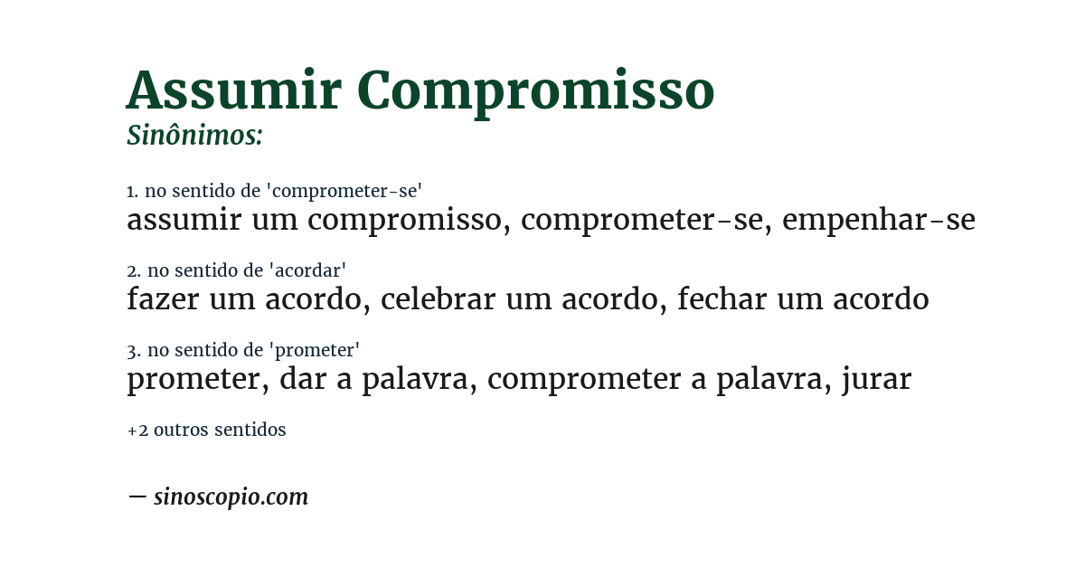 Sinônimo de assumir compromisso